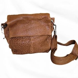 Textured Brown Crossbody Bag